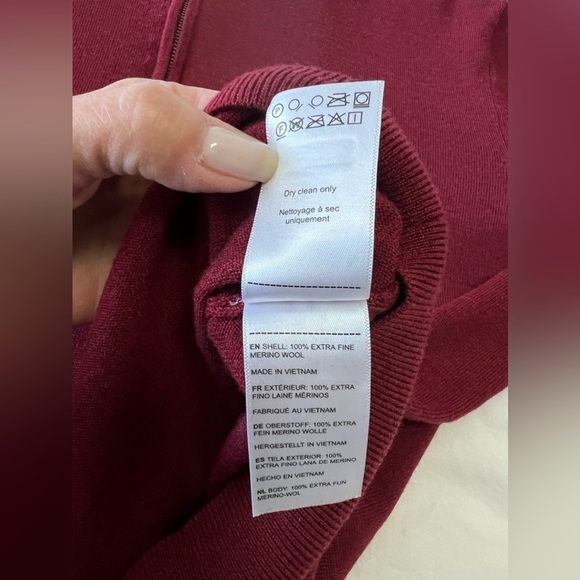 Untuckit | Men’s SZ L | 100% Merino Wool Quarter Zip Sweater Preppy | Red - Picture 7 of 11